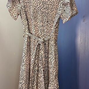Leopard Print Short Sleeve Dress